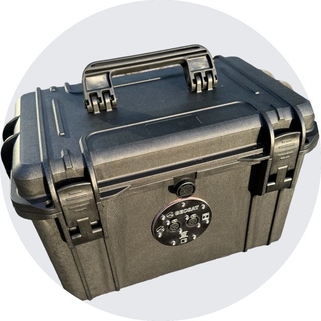 PowerPack PSU55, valise fermée avec connecteurs en façade
